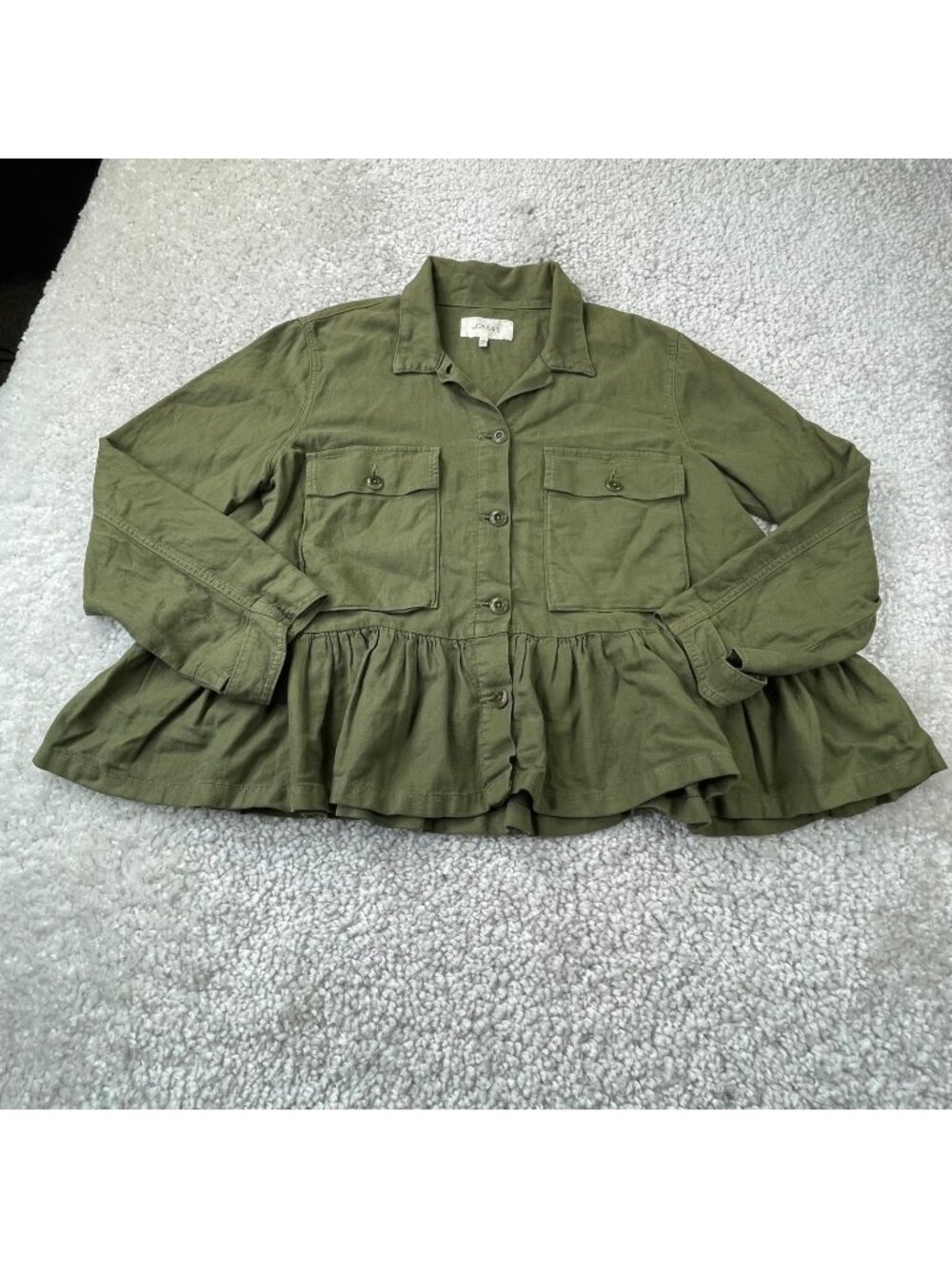 The GREAT. Peplum Utility Jacket Green Womens Large